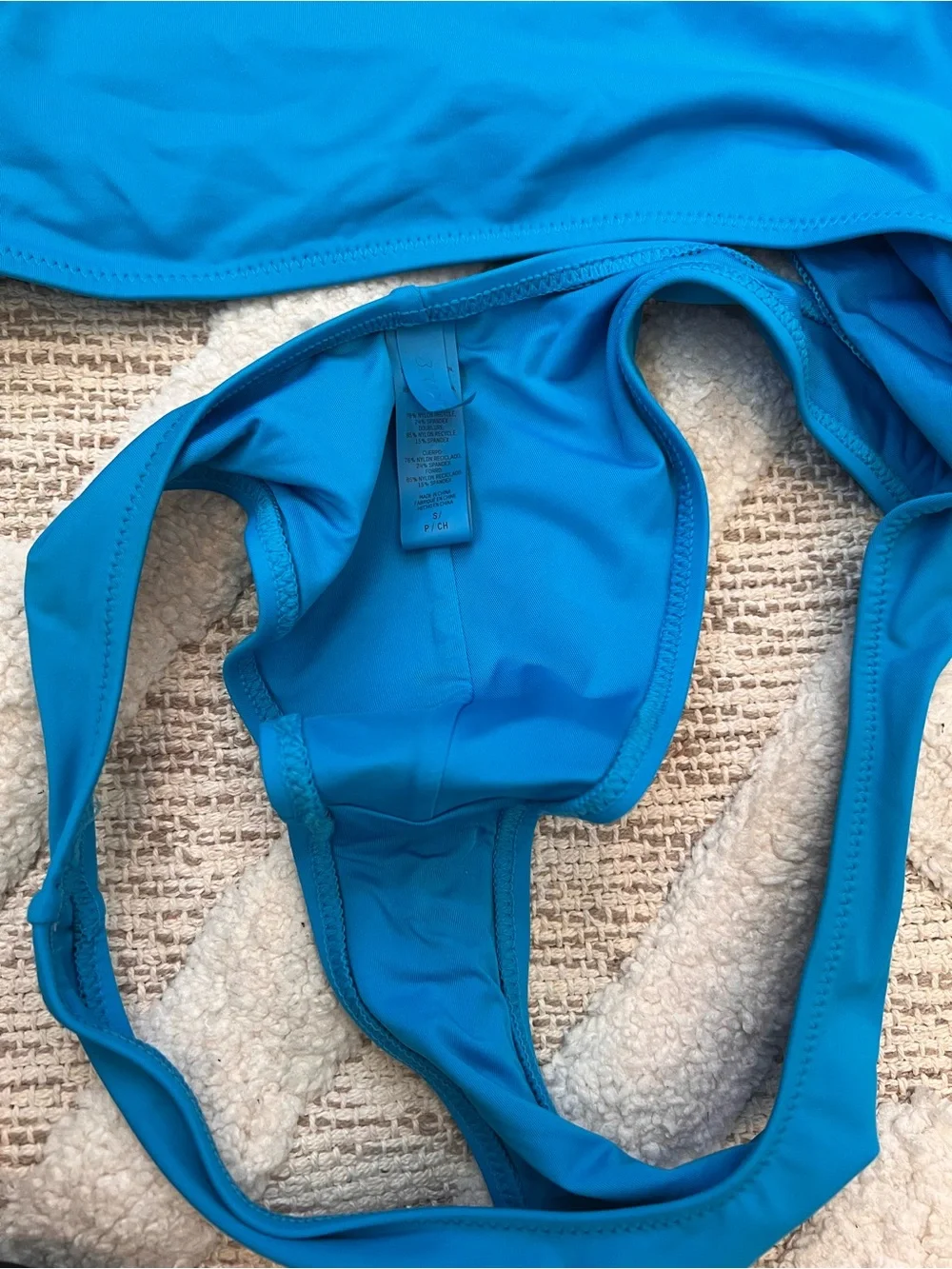 SKIMS Strapless Monokini One piece Cutout Swim Small no straps Turquoise Blue